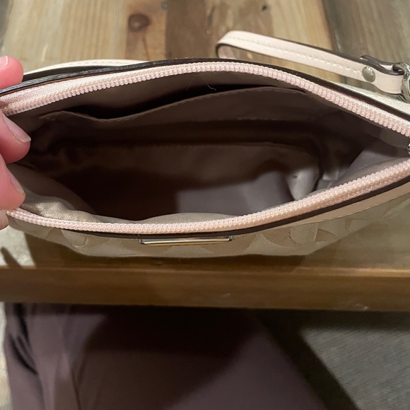 Coach Signature Beige and Pink Wristlet - Picture 4 of 7